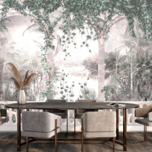 Fototapet personalizat fara imbinari Old Arches With Leaves cu design natural Mardom Decor – Zen Interior