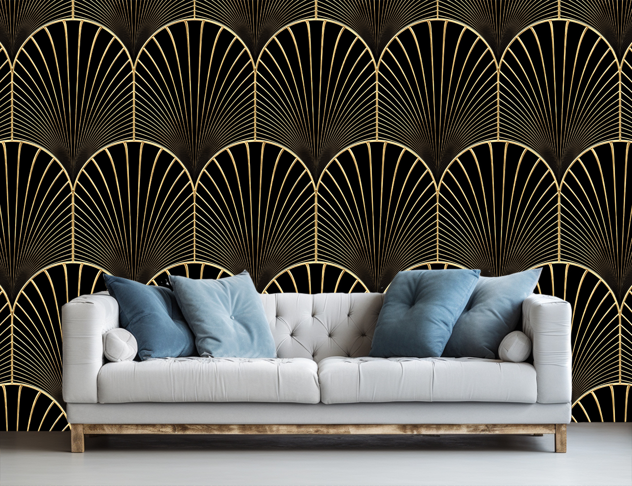 Fototapet personalizat fara imbinari Eleganță Art Deco în Auriu și Negru cu efect de marmura Mardom Decor – Zen Interior