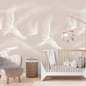 Fototapet personalizat fara imbinari Pasari Abstracte pentru living si dormitor Mardom Decor – Zen Interior