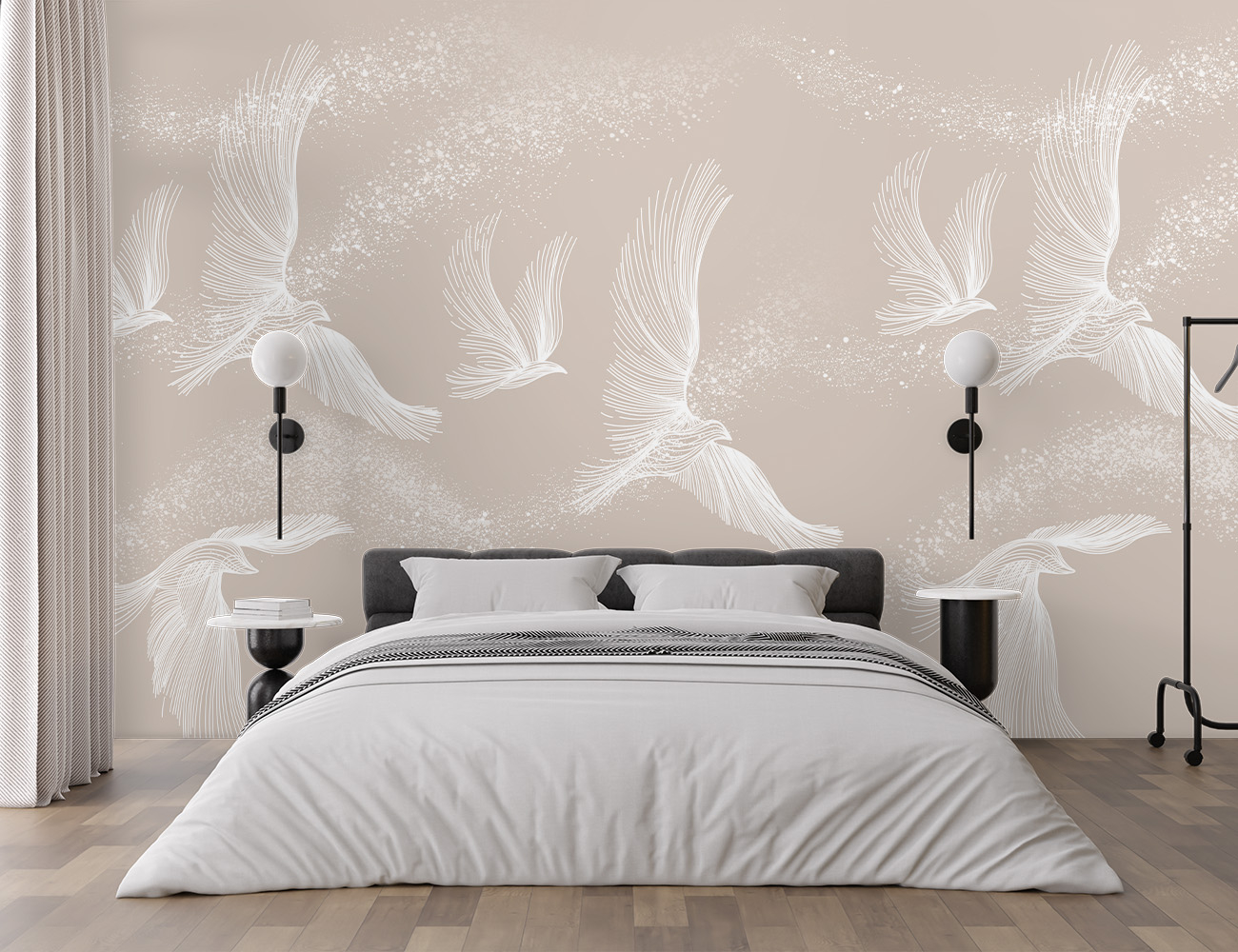 Fototapet personalizat fara imbinari Pasari Abstracte pentru living si dormitor Mardom Decor – Zen Interior