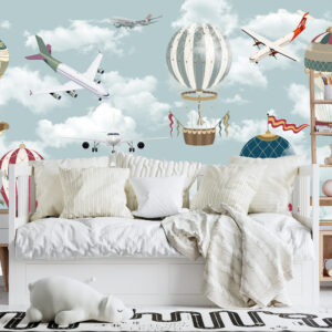 Fototapet personalizat fara imbinari pentru copii Aerial Adventure pentru camera copiilor Mardom Decor – Zen Interior