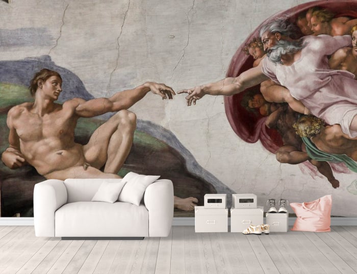 Fototapet personalizat fara imbinari Crearea Lui Adam Frescă & pentru living si dormitor