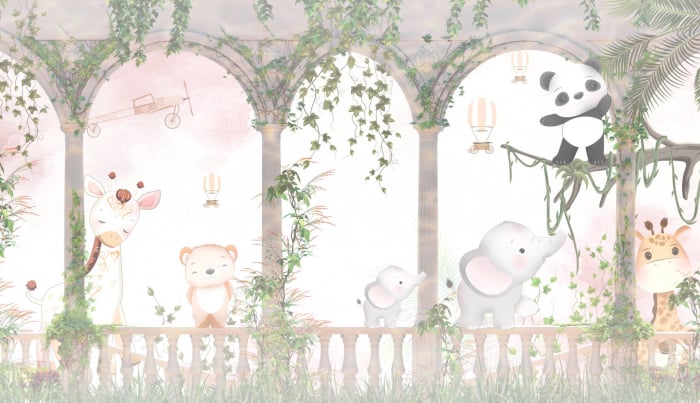 Detaliu model Fresco With Funny Animals pentru fototapet personalizat