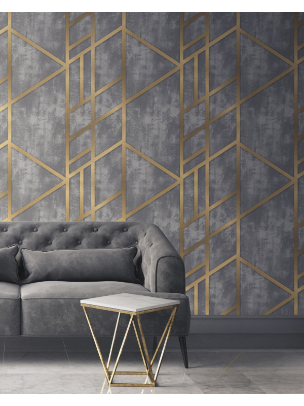 Fototapet personalizat fara imbinari Geometric Gold - camera copiilor