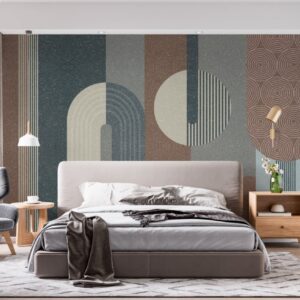 Fototapet personalizat fara imbinari Minimalist Shapes Circles And Lines pentru living si dormitor