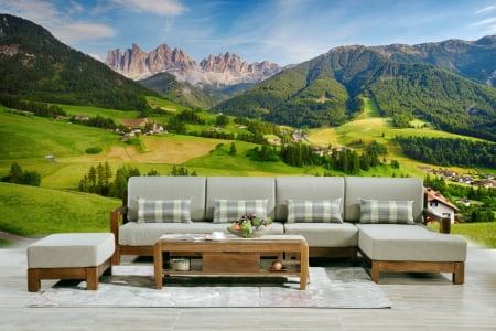 Fototapet personalizat fara imbinari Mountain Mist pentru living si dormitor