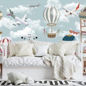 Fototapet personalizat fara imbinari pentru copii Aerial Adventure pentru camera copiilor