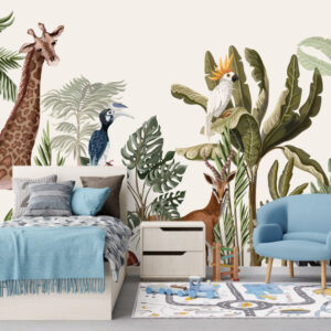 Fototapet personalizat fara imbinari Welcome To The Jungle pentru camera copiilor Mardom Decor – Zen Interior